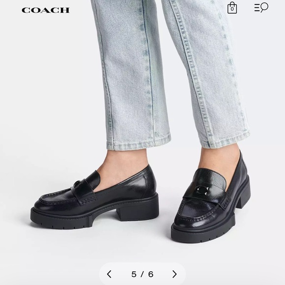 Coach Black Leather Slip-On Loafers Timeless Design - Picture 4 of 4